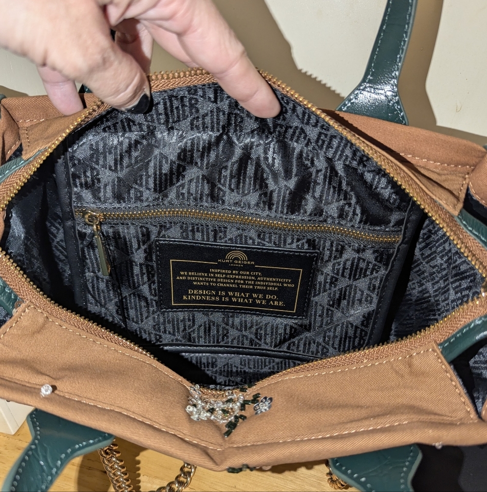 Kurt Geiger NWT Brown and Green Tote - Picture 8 of 11